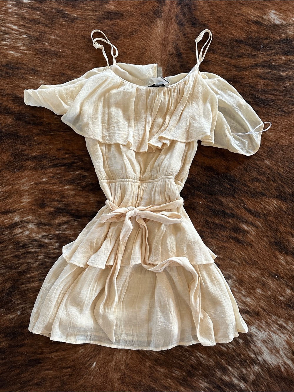 HYFVE cream flutter dress NWT